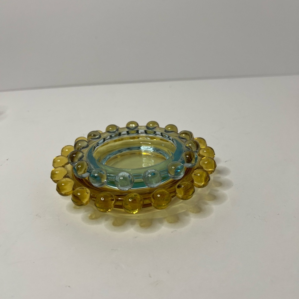 Imperial Glass Nesting Ashtrays Set Of 2 Amber & Aqua
